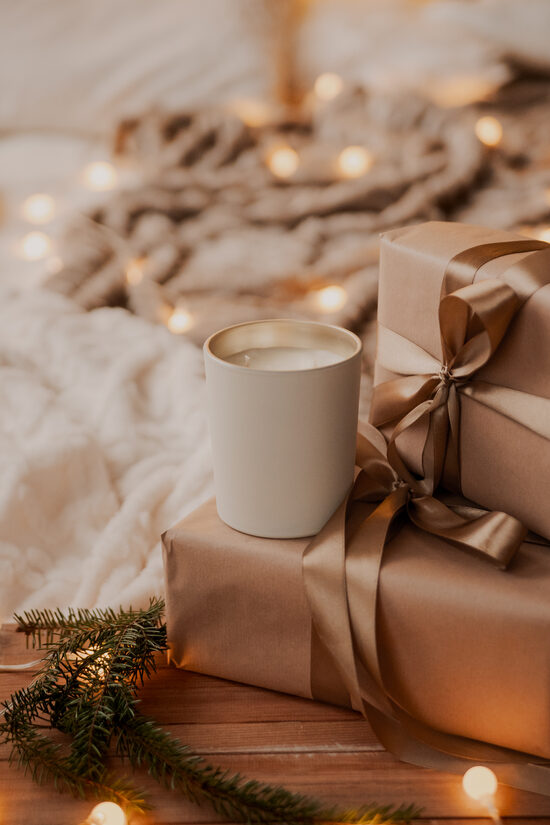 Sojas vaska svece “Cream & Gold” bez aromāta | 350 ml